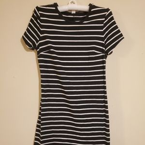 Black and white striped dress